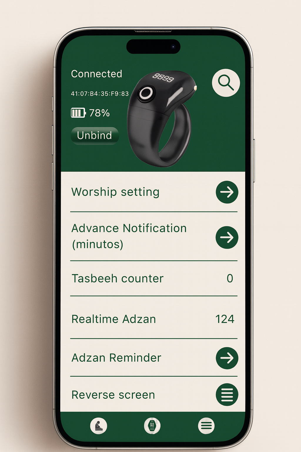 Dhikra+ Smart Tasbeeh Ring - Green